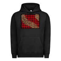 Pigment Black leopard buffalo plaid background Urban Hoodie - CowCowDesign