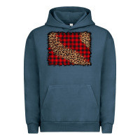 Pigment Midnight Navy leopard buffalo plaid background Urban Hoodie - CowCowDesign