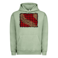Pigment Oil Green leopard buffalo plaid background Urban Hoodie - CowCowDesign