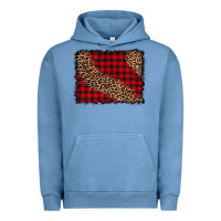 Pigment Pebble Blue leopard buffalo plaid background Urban Hoodie - CowCowDesign