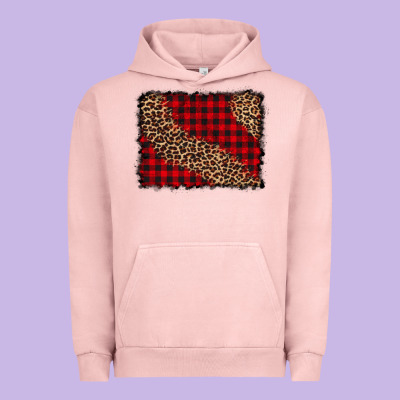 Leopard Buffalo Plaid Background Urban Hoodie Designed By Cowcowdesign