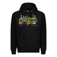 Black Peace love Halloween Premium Hoodie - NancyCooperArtShop