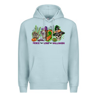 Blue Mist Peace love Halloween Premium Hoodie - NancyCooperArtShop