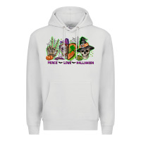 Dove Grey Peace love Halloween Premium Hoodie - NancyCooperArtShop