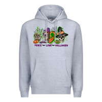Heather Grey Peace love Halloween Premium Hoodie - NancyCooperArtShop