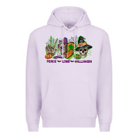 Lilac Peace love Halloween Premium Hoodie - NancyCooperArtShop