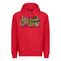 Red Peace love Halloween Premium Hoodie - NancyCooperArtShop