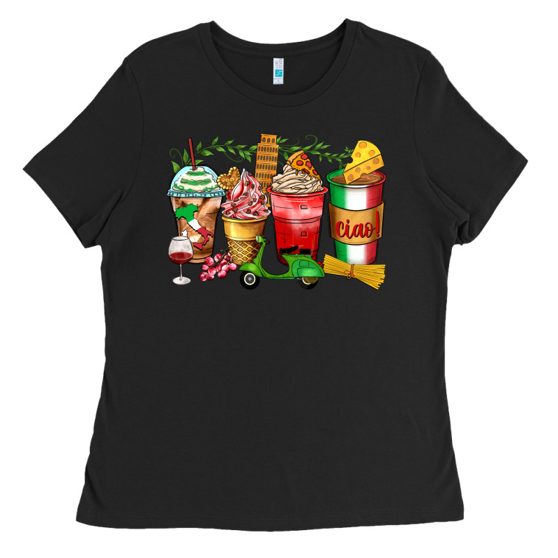 Italy Coffee Cups Ladies Tee by Zillion Design Studio | Teevron
