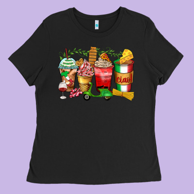 Italy Coffee Cups Ladies Tee Designed By Zillion Design Studio