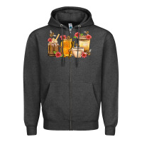Charcoal Heather Honey And Bee With Flower Coffee Cup Zipper Hoodie - BundleAndBundleShop