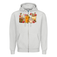 Dove Grey Honey And Bee With Flower Coffee Cup Zipper Hoodie - BundleAndBundleShop