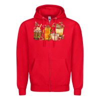 Red Honey And Bee With Flower Coffee Cup Zipper Hoodie - BundleAndBundleShop