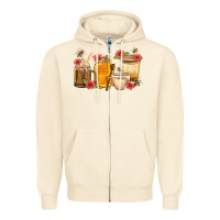 Sandshell Honey And Bee With Flower Coffee Cup Zipper Hoodie - BundleAndBundleShop