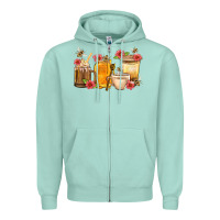 Seafoam Honey And Bee With Flower Coffee Cup Zipper Hoodie - BundleAndBundleShop