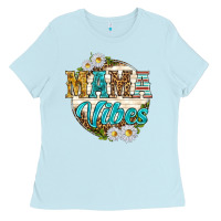 Baby Blue mama vibes with daisies Ladies Tee - texasbilliewilder