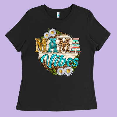 Mama Vibes With Daisies Ladies Tee Designed By Texasbilliewilder