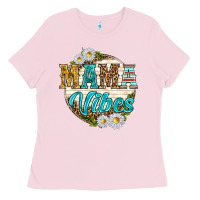 Bubblegum Pink mama vibes with daisies Ladies Tee - texasbilliewilder