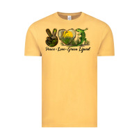 Vintage Mustard peace love green lizard Vintage Tee - LillyAllenDesigns