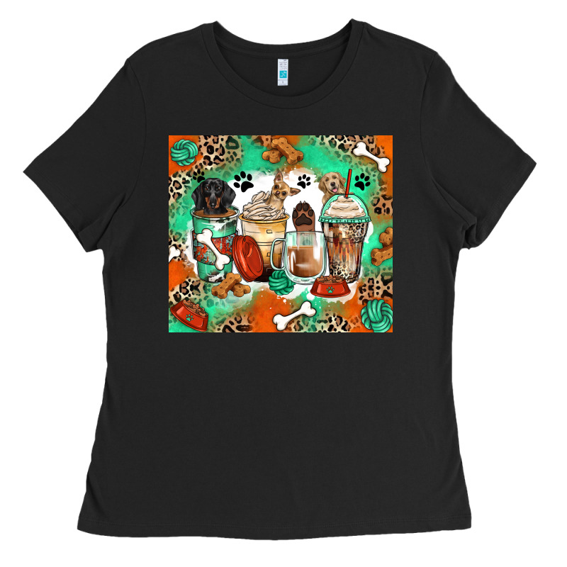 Dog Coffee Cups Ladies Tee by Zillion Design Studio | Teevron