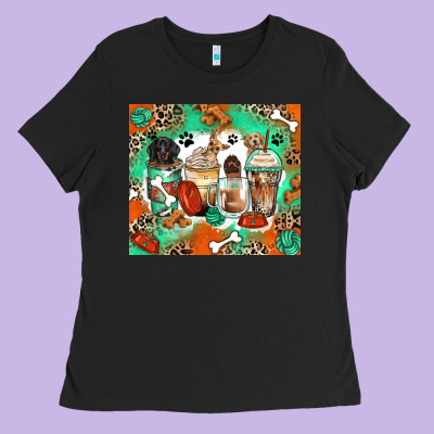Dog Coffee Cups Ladies Tee Designed By Zillion Design Studio