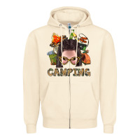 Sandshell Camping Braid Hair Woman With Fire Bbs Zipper Hoodie - BundleAndBundleShop