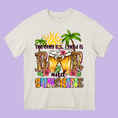 The Only B.s. I Need Is Beer And Sunshine Heavy Core Tee Designed By Zillion Design Studio