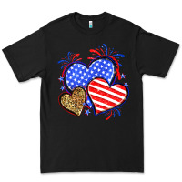 Black American flag leopard hearts Premium Tee - Neo Western