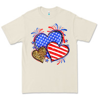 Bone American flag leopard hearts Premium Tee - Neo Western