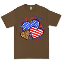 Cacao American flag leopard hearts Premium Tee - Neo Western