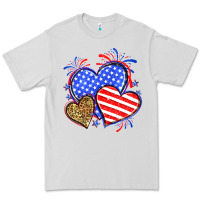 Dove Grey American flag leopard hearts Premium Tee - Neo Western