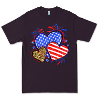 Plum American flag leopard hearts Premium Tee - Neo Western