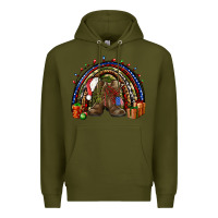 Army Green Army Christmas rainbow Premium Hoodie - NancyCooperArtShop
