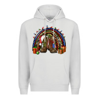 Dove Grey Army Christmas rainbow Premium Hoodie - NancyCooperArtShop