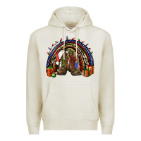 Oatmeal Heather Army Christmas rainbow Premium Hoodie - NancyCooperArtShop