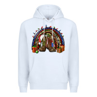White Army Christmas rainbow Premium Hoodie - NancyCooperArtShop