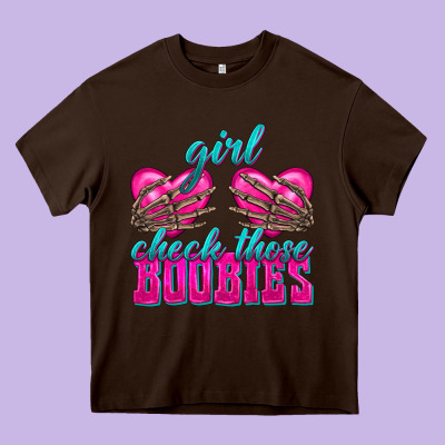 Girl Check Those Boobies Heavy Core Tee Designed By Texasbilliewilder