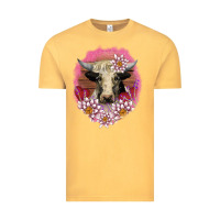 Vintage Mustard v.d lotus and cow Vintage Tee - AdoDesignShop