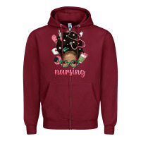 Burgundy Afro Messy Bun Nursing Bbs Zipper Hoodie - BundleAndBundleShop