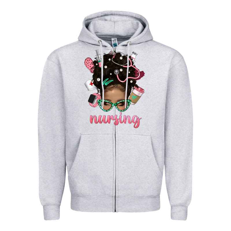 Afro Messy Bun Nursing Bbs Zipper Hoodie by BundleAndBundleShop | Teevron