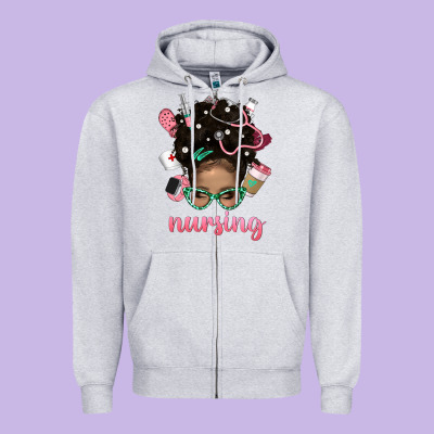 Afro Messy Bun Nursing Bbs Zipper Hoodie Designed By Bundleandbundleshop