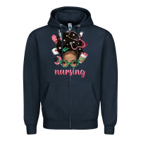 Navy Afro Messy Bun Nursing Bbs Zipper Hoodie - BundleAndBundleShop