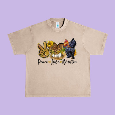 Peace Love Rooster Urban Heavy Tee Designed By Lillyallendesigns