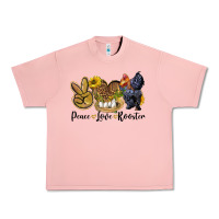 Salmon Peace Love Rooster Urban Heavy Tee - LillyAllenDesigns