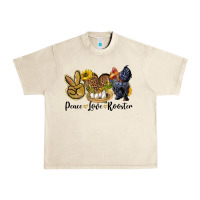 Sandshell Peace Love Rooster Urban Heavy Tee - LillyAllenDesigns