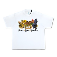White Peace Love Rooster Urban Heavy Tee - LillyAllenDesigns