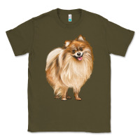 Army Green Pomeranian Dog Illustrations Classic Tee - LillyAllenDesigns