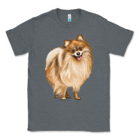 Charcoal Heather Pomeranian Dog Illustrations Classic Tee - LillyAllenDesigns
