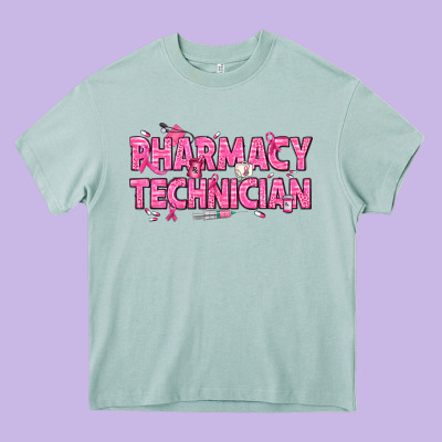 Breast Cancer Pharmacy Technician Heavy Core Tee Designed By Texasbilliewilder
