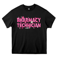 Black Breast Cancer Pharmacy Technician Heavy Core Tee - texasbilliewilder