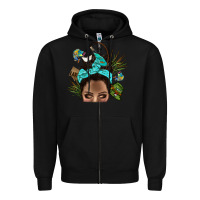 Black Lake Camping Afro Messy Bun Bbs Zipper Hoodie - BundleAndBundleShop